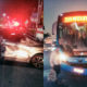 Carro de passeio avança sinal e colide com BRT em Curicica