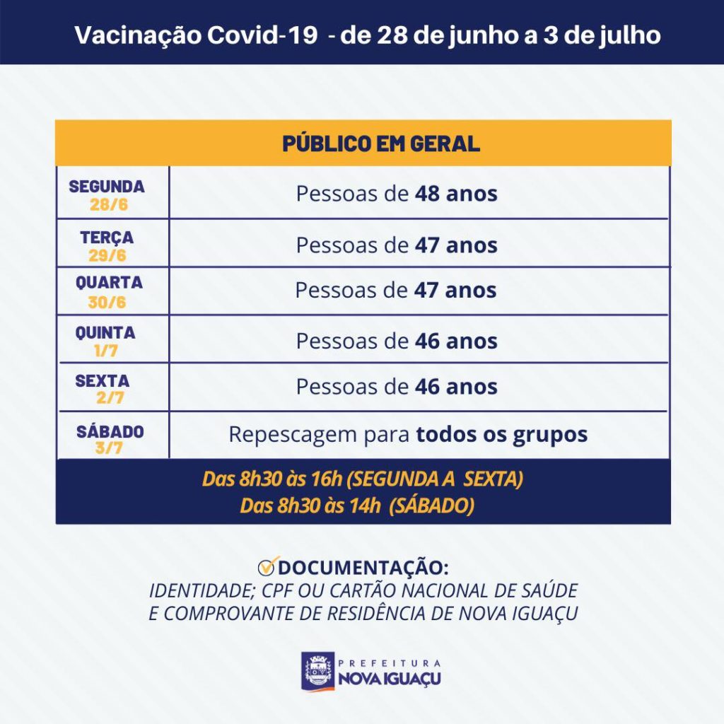 Calendário de vacinação em Nova Iguaçu