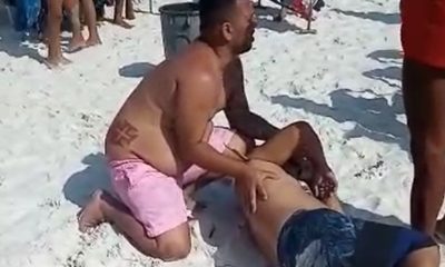 banhista atingido por guarda-sol na praia do forte