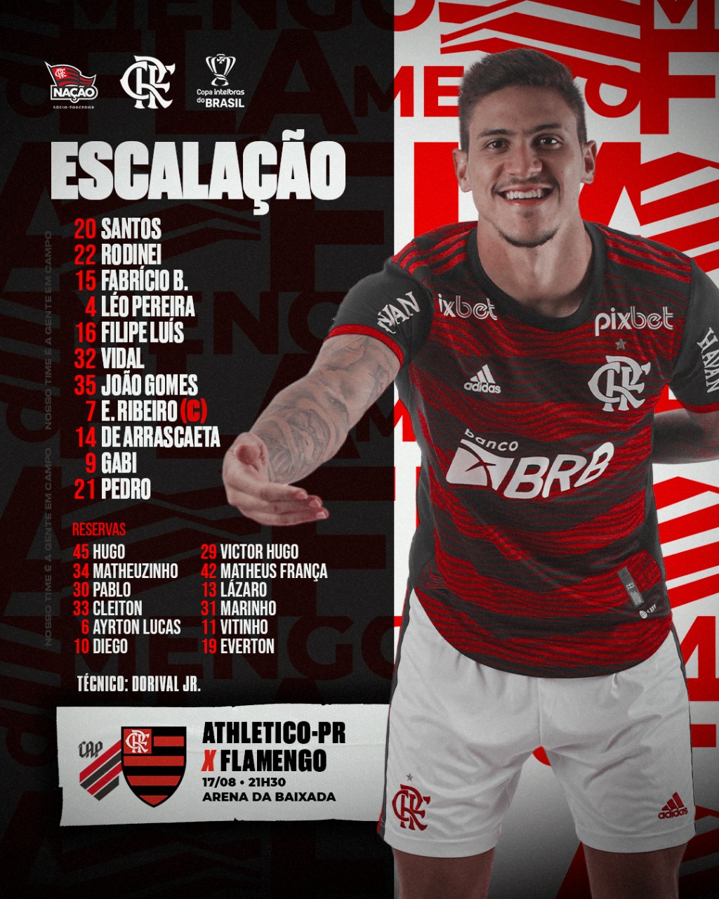 Adidas Flamengo 2022 Home 32 Vidal Jersey