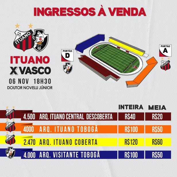 Venda ingressos Vasco Ituano