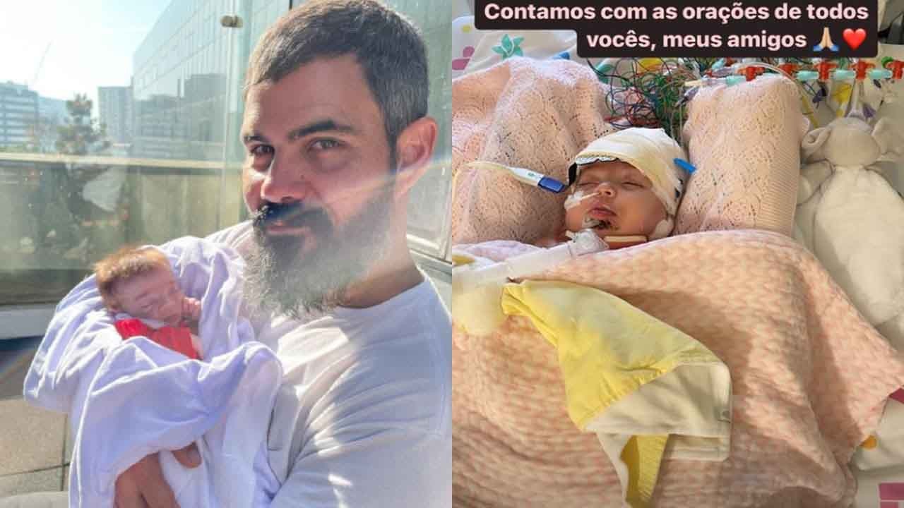 Juliano Cazarré e a filha