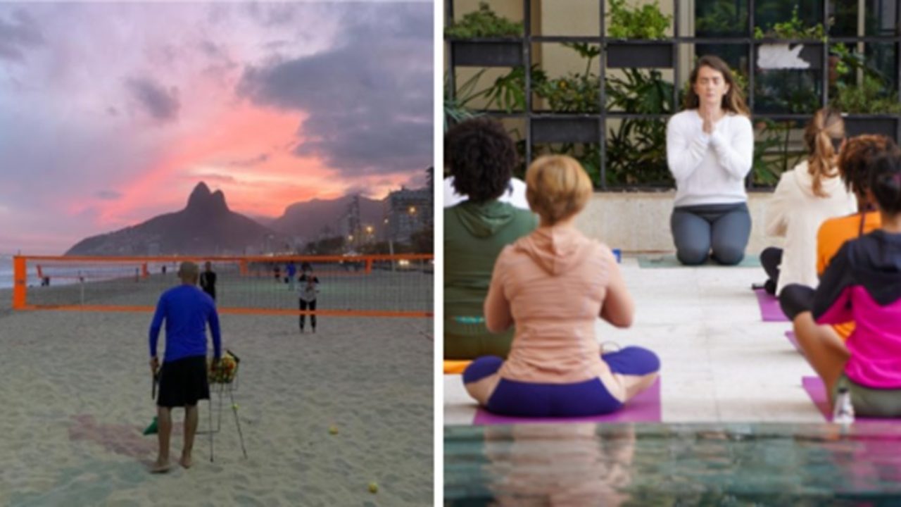 Domingo é dia de yoga na Praia de Ipanema