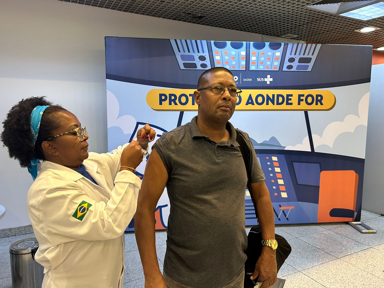 Aeroporto Santos Dumont recebe posto de vacinação (Foto: Giovanna Faria/ Super Rádio Tupi)