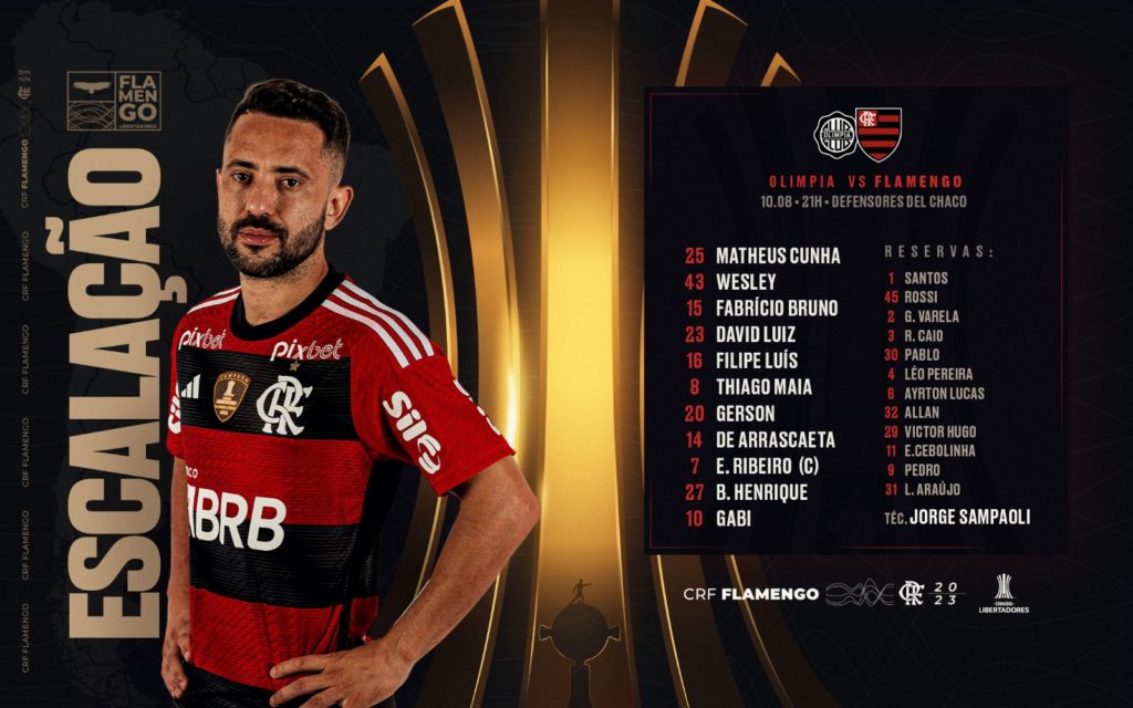 Flamengo divulga relacionados para jogo contra o Olimpia na Libertadores  com mais um desfalque na defesa - Super Rádio Tupi