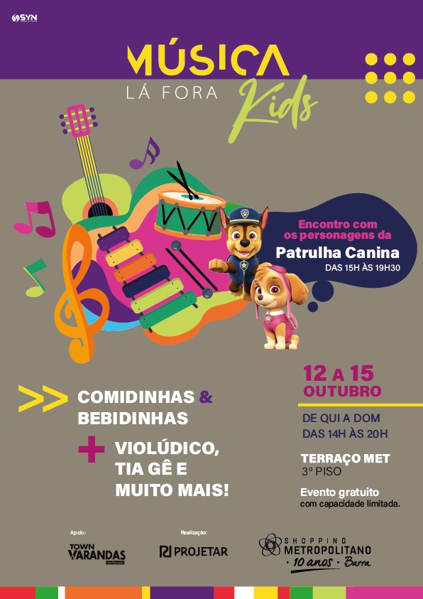 Música La Fora Kids celebra o Dia das Crianças com Patrulha Canina, no Shopping Metropolitano (Foto: Divulgação)