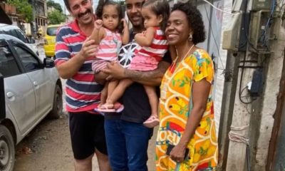 Marcos Vinicius reencontra família que resgatou de enchente em Nova Iguaçu