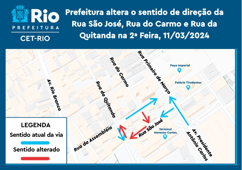 Mudanças em vias do Centro do Rio