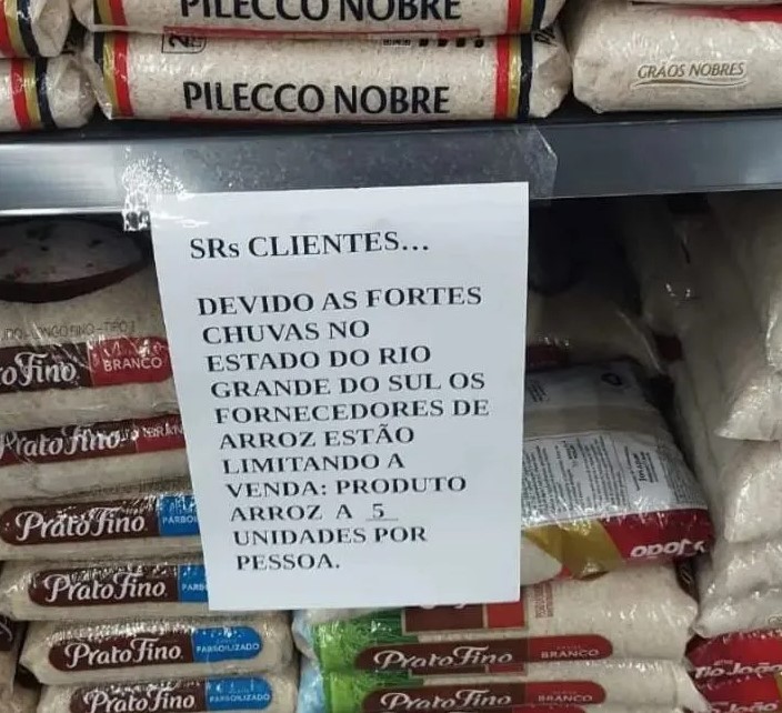 Venda de arroz é limitada em alguns estados brasileiros