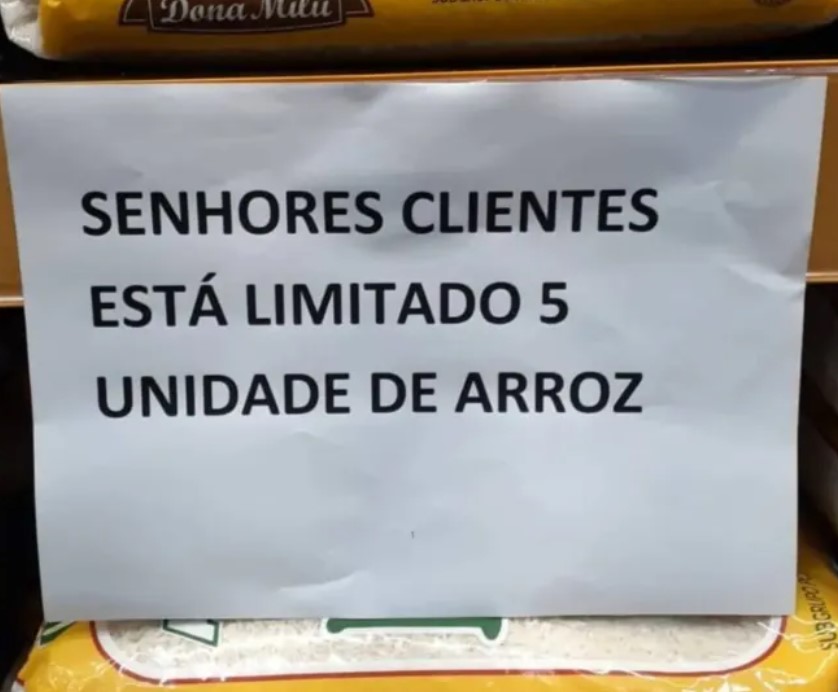 Venda de arroz é limitada em alguns estados brasileiros.