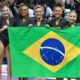 Equipe brasileira de ginastas formada por Rebeca Andrade, Jade Barbosa, Julia Soares, Lorrane Oliveira e Flávia Saraiva