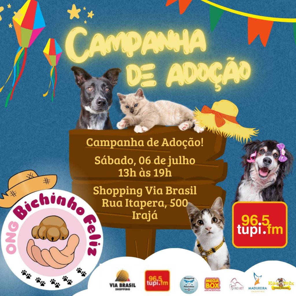 Campanha de adoção de animais da ONG Bichinho Feliz.