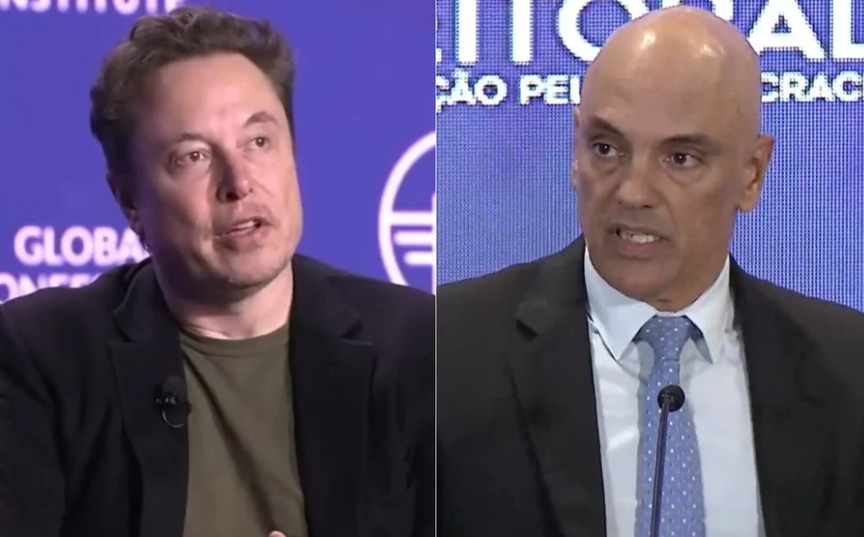 Elon Musk e Alexandre de Moraes em entrevistas