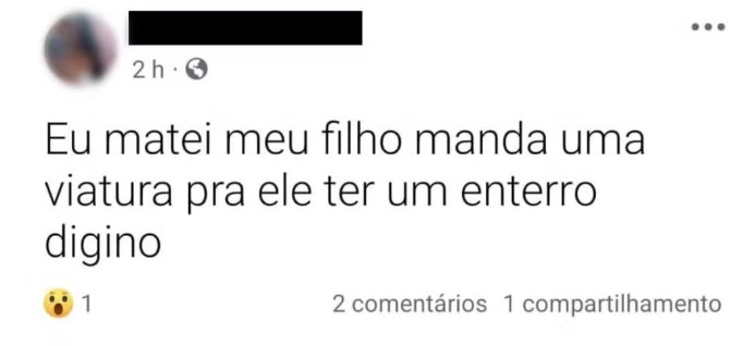 Mãe mata o filho e compartilha nas redess sociais. 