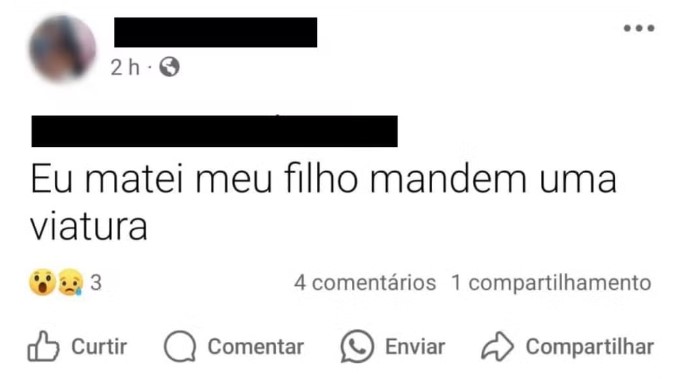 Mãe mata o filho e compartilha nas redess sociais.