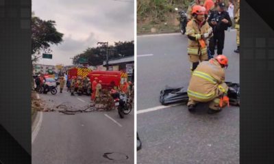 Homem morre em acidente com moto e bicicleta na Avenida Ayrton Senna.