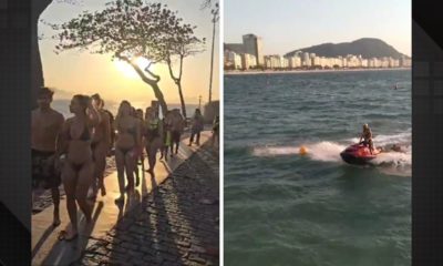 Vídeo: bombeiros resgatam cem pessoas arrastadas por ventos fortes na Praia de Copacabana