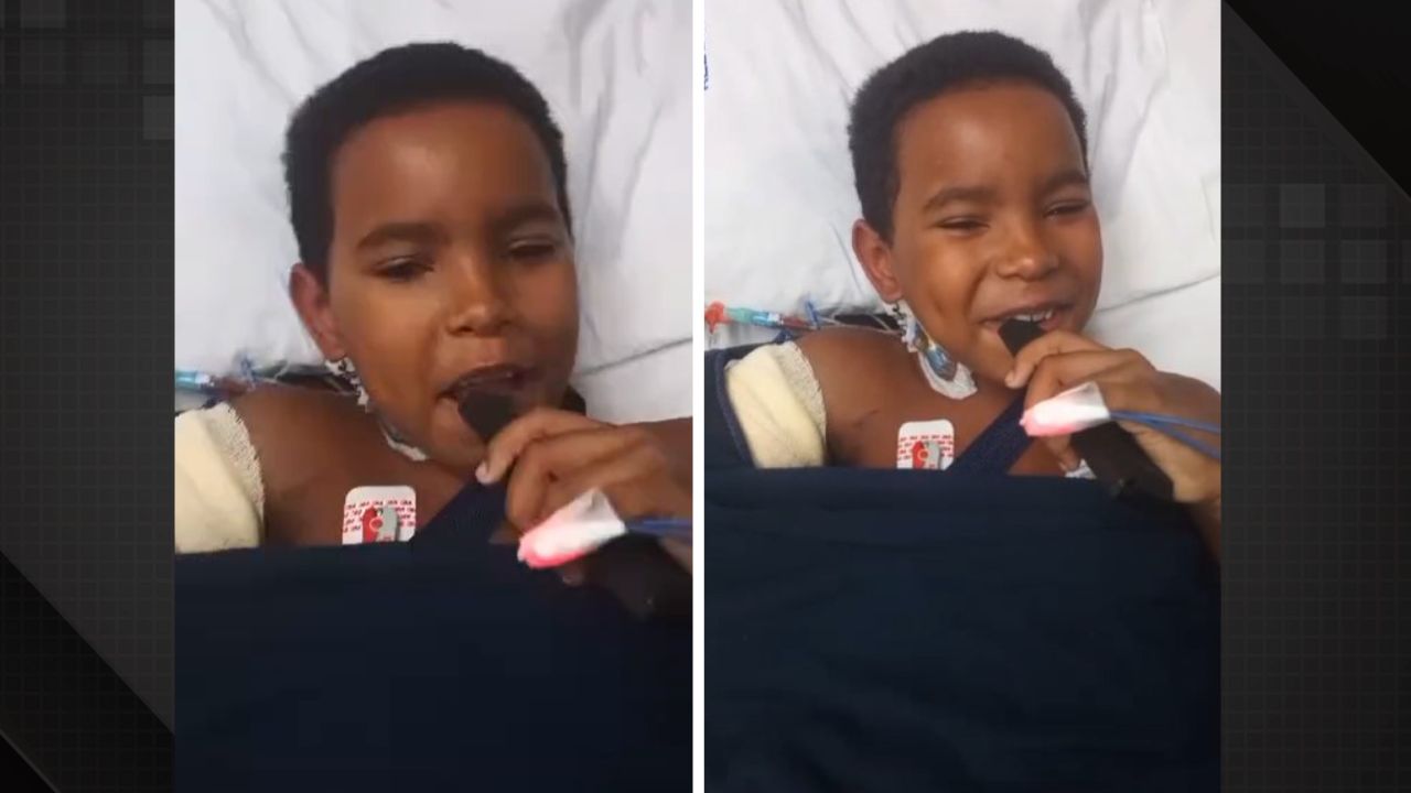 Menino de 8 anos grava vídeo cantando após cirurgia para reimplantar braço