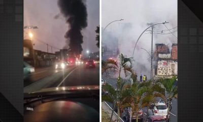 Incêndio de grandes proporções atinge borracharia na Mangueira