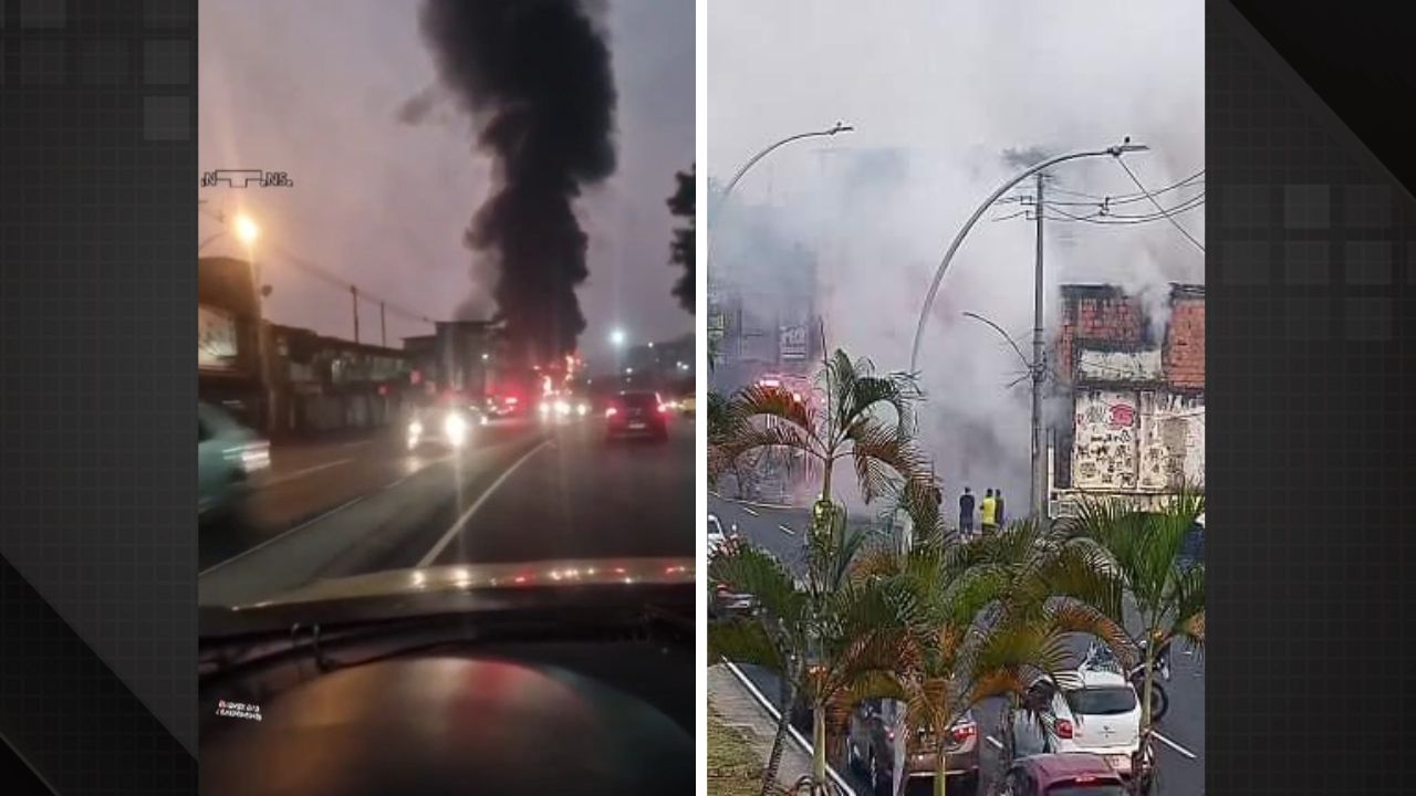 Incêndio de grandes proporções atinge borracharia na Mangueira