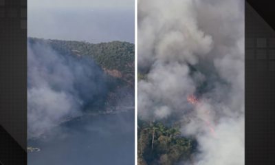 Fogo no Morro das Andorinhas, em Niterói, na Região Metropolitana do Rio