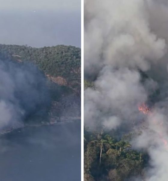 Fogo no Morro das Andorinhas, em Niterói, na Região Metropolitana do Rio