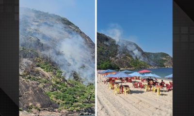 Incêndio de grandes proporções atinge o Morro das Andorinhas, em Niterói.