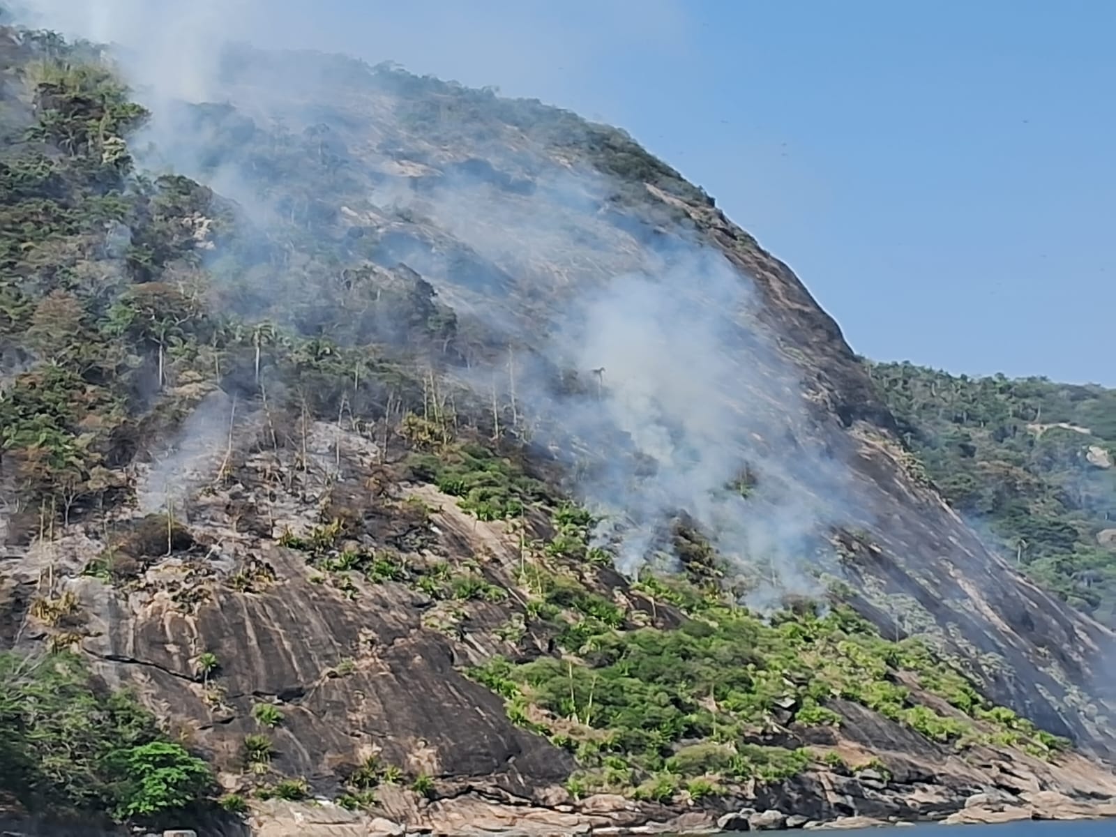 Incêndio de grandes proporções atinge o Morro das Andorinhas, em Niterói.