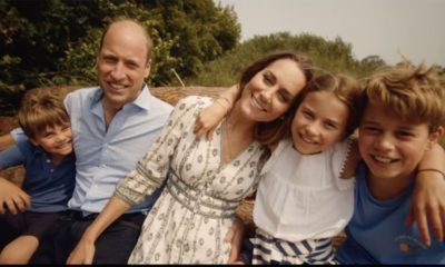 Príncipe Louis, príncipe William, princesa Kate Middleton, princesa Charlotte e príncipe George.