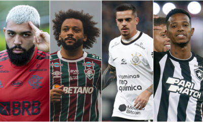 Gabriel Barbosa Gabigol, Marcelo, Fagner e Tchê Tchê (Foto: Arte Tupi)