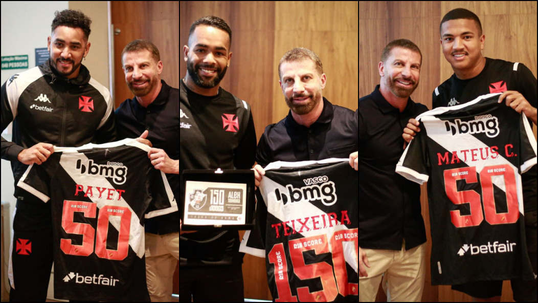 Payet, Alex Teixeira e Mateus Carvalho homenageados pelo Vasco (Foto: Arte Tupi)