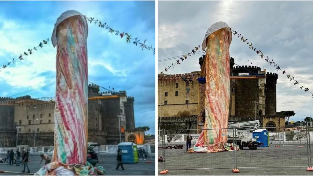 Monumento enorme em forma de pênis choca moradores e turistas na Itália