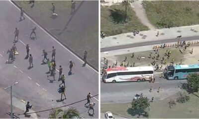 Confusão entre torcedores do Peñarol causa tumulto na orla do Recreio.