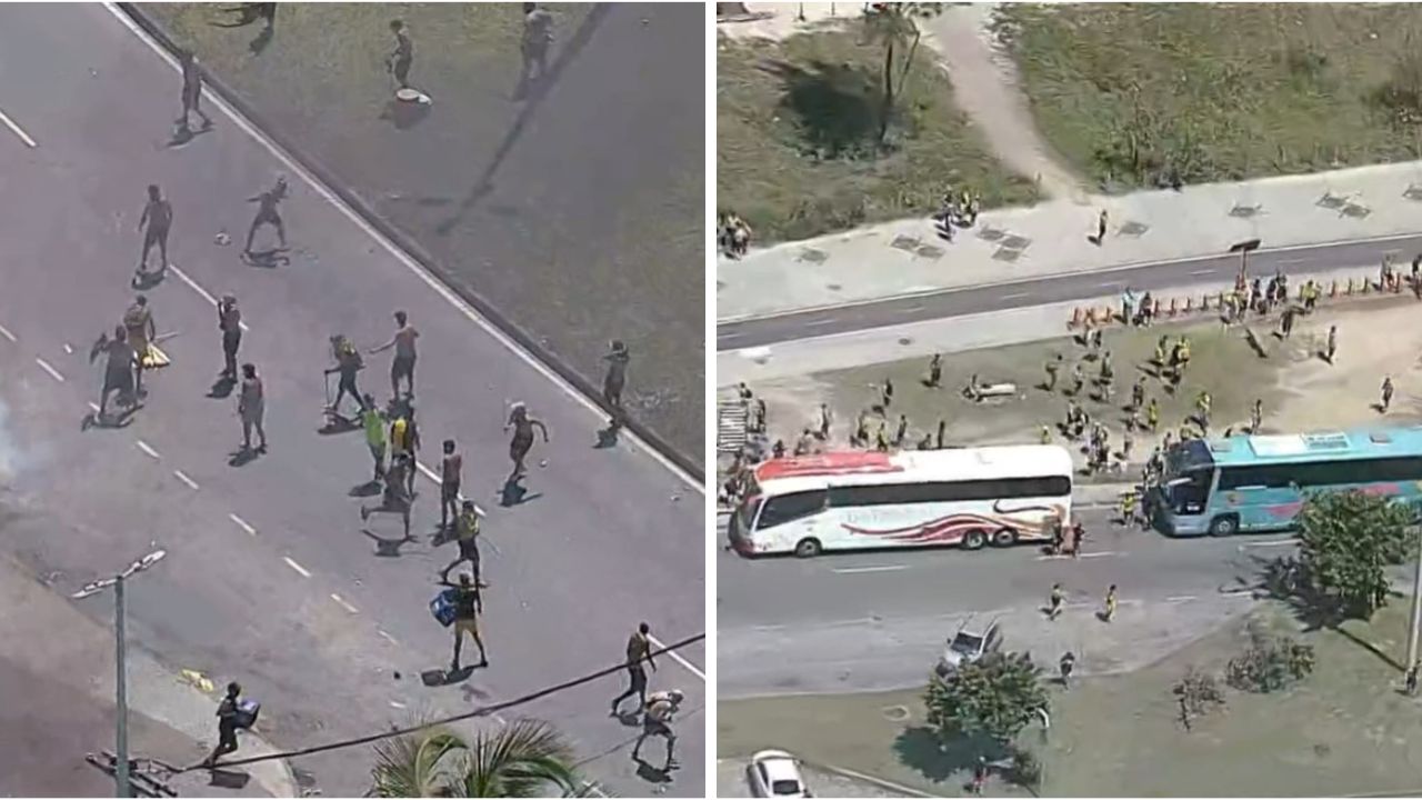 Confusão entre torcedores do Peñarol causa tumulto na orla do Recreio.