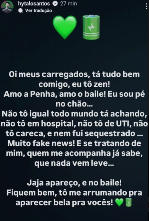 Hytalo Santos fala sobre briga em baile funk na Penha