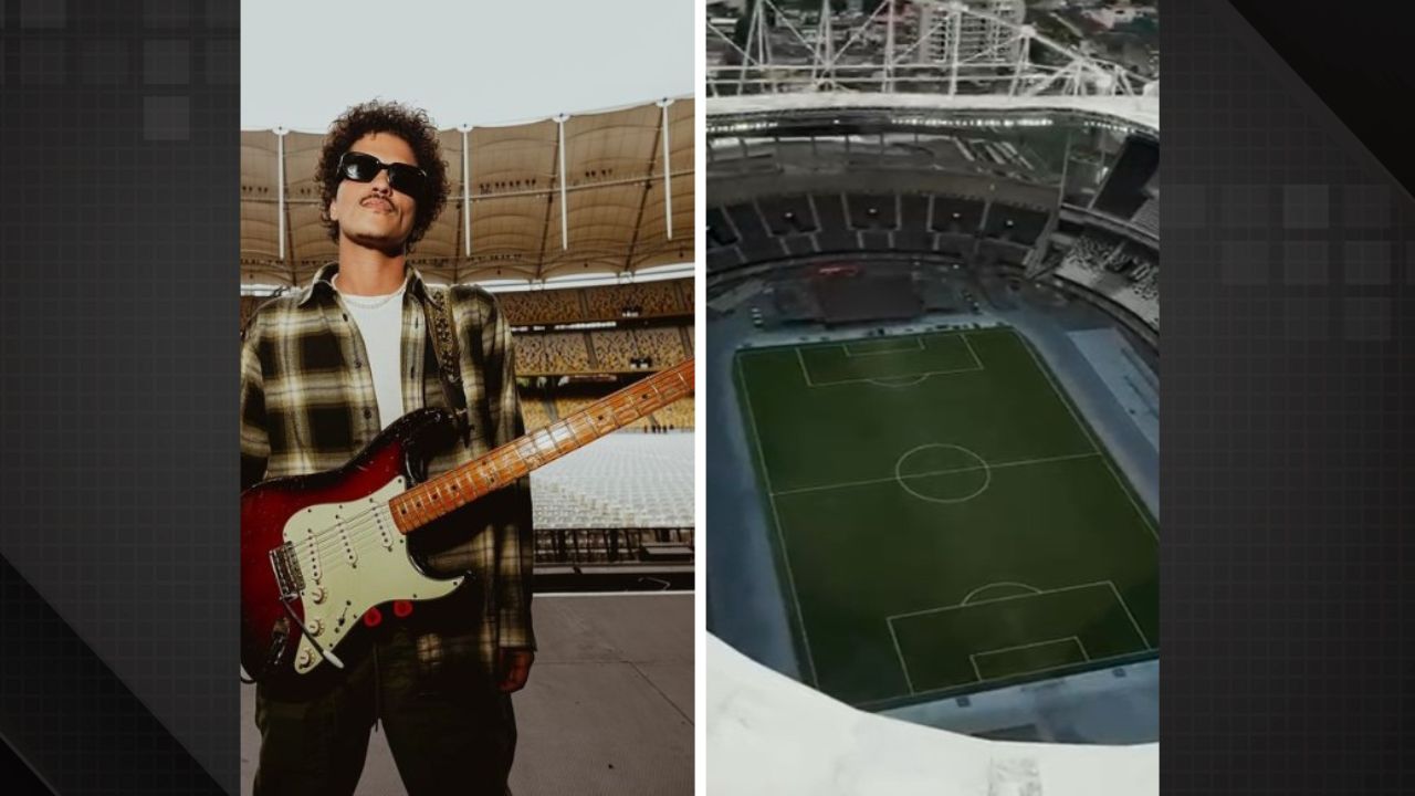 Palco do show de Bruno Mars no Rio começa a ser montado