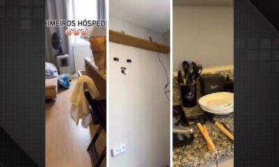 Combo surpresa: hóspede furta TV e deixa rastro de sujeira em apartamento alugado