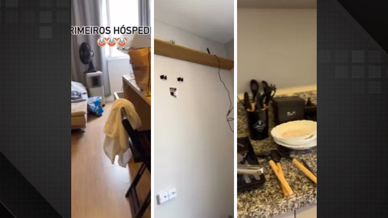 Combo surpresa: hóspede furta TV e deixa rastro de sujeira em apartamento alugado