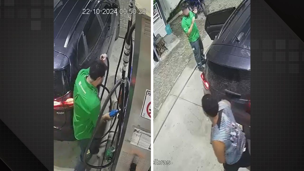 Câmeras de segurança flagram assalto em posto de gasolina na Baixada