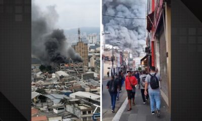 Incêndio de grandes proporções atinge shopping popular no Brás, em SP