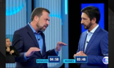 Nunes e Boulos em debate na TV Globo