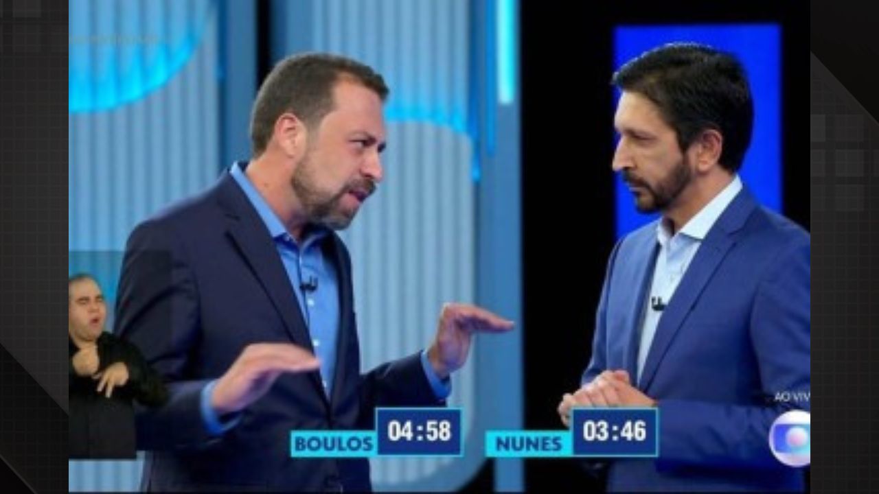 Nunes e Boulos em debate na TV Globo