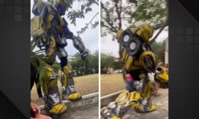 Transformers leva um "tombo" em festa infantil e viraliza na web