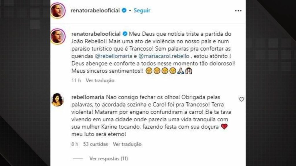 Mãe do DJ João Rebello comentou sobre a morte do filho.