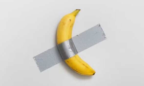 Arte com banana e fita adesiva