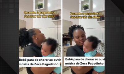 Mãe mostra que filha só para de chorar com música de Zeca Pagodinho