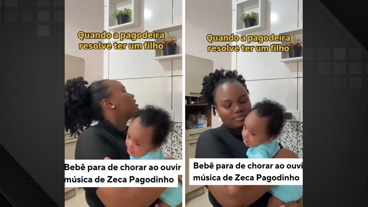 Mãe mostra que filha só para de chorar com música de Zeca Pagodinho