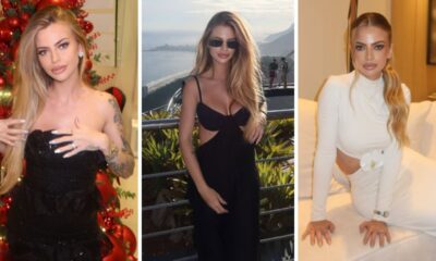 Influenciadora Jordana Holleben em montagem com três fotos diferentes