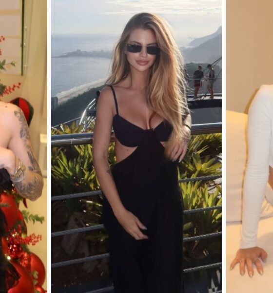 Influenciadora Jordana Holleben em montagem com três fotos diferentes