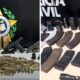 Diversos amarmentos, como granadas, rádios transmissores, pistolas e munições para fuzis